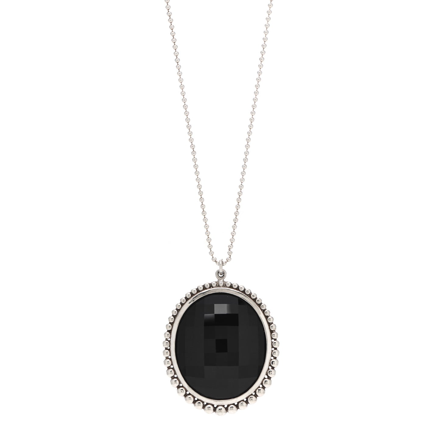 Sterling Silver Onyx Ziegfeld Oval Pendant Necklace