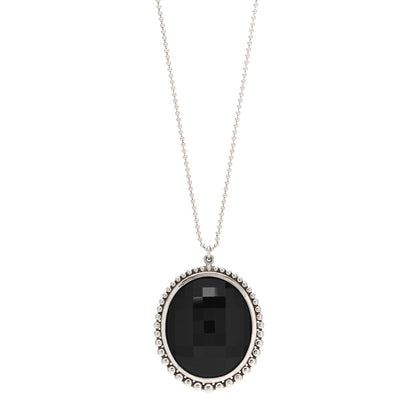 Tiffany Sterling Silver Onyx Ziegfeld Oval Pendant Necklace 1 of 5