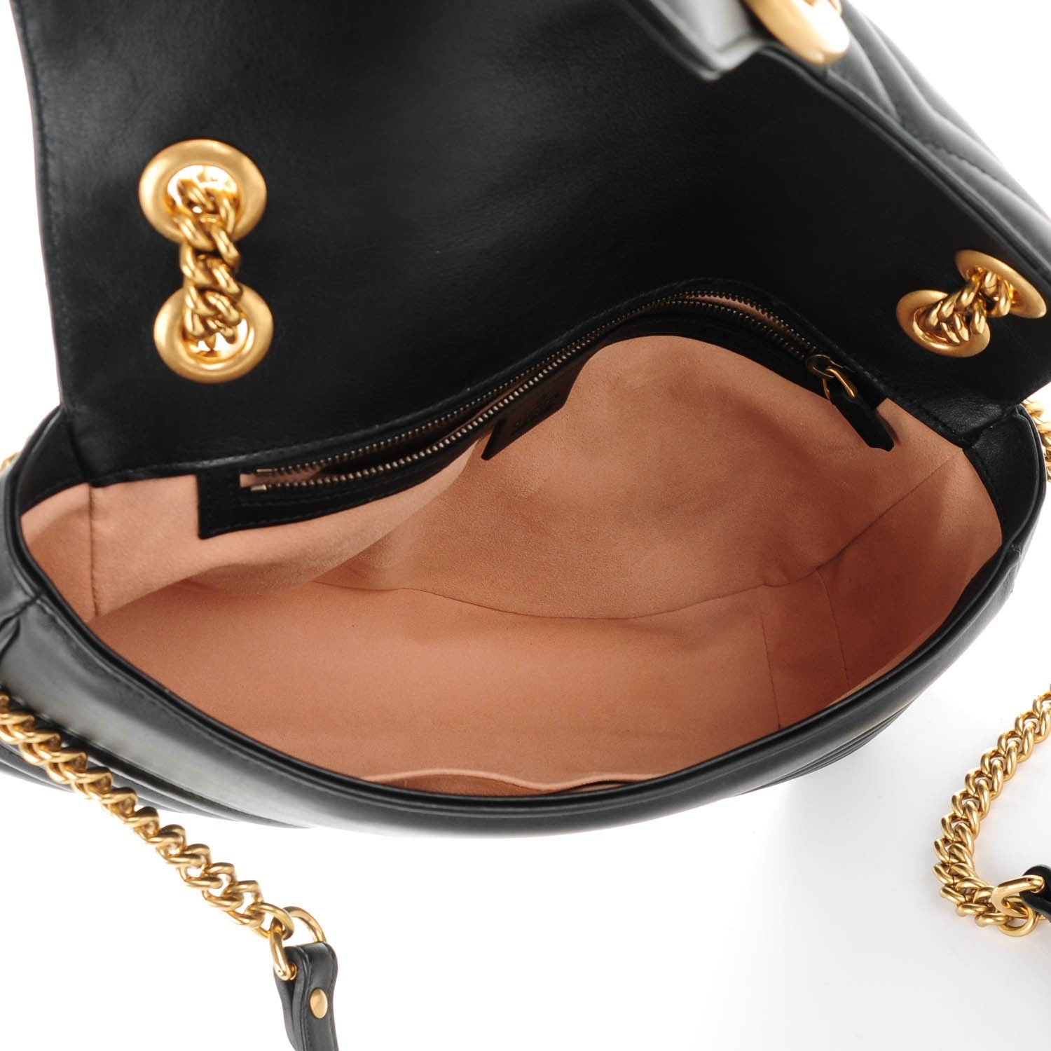 Gucci Calfskin Matelasse Medium GG Marmont Shoulder Bag Black 5 of 7