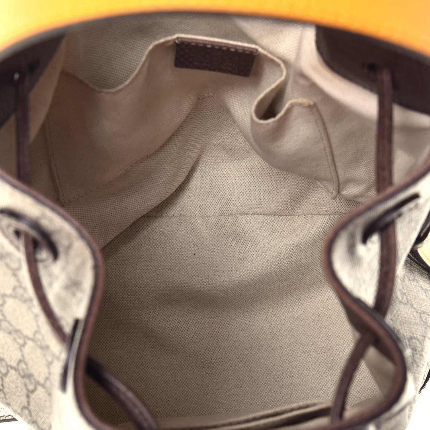Gucci GG Supreme Monogram Neo Vintage Drawstring Bucket Backpack Beige New Acero Crop 4 of 9