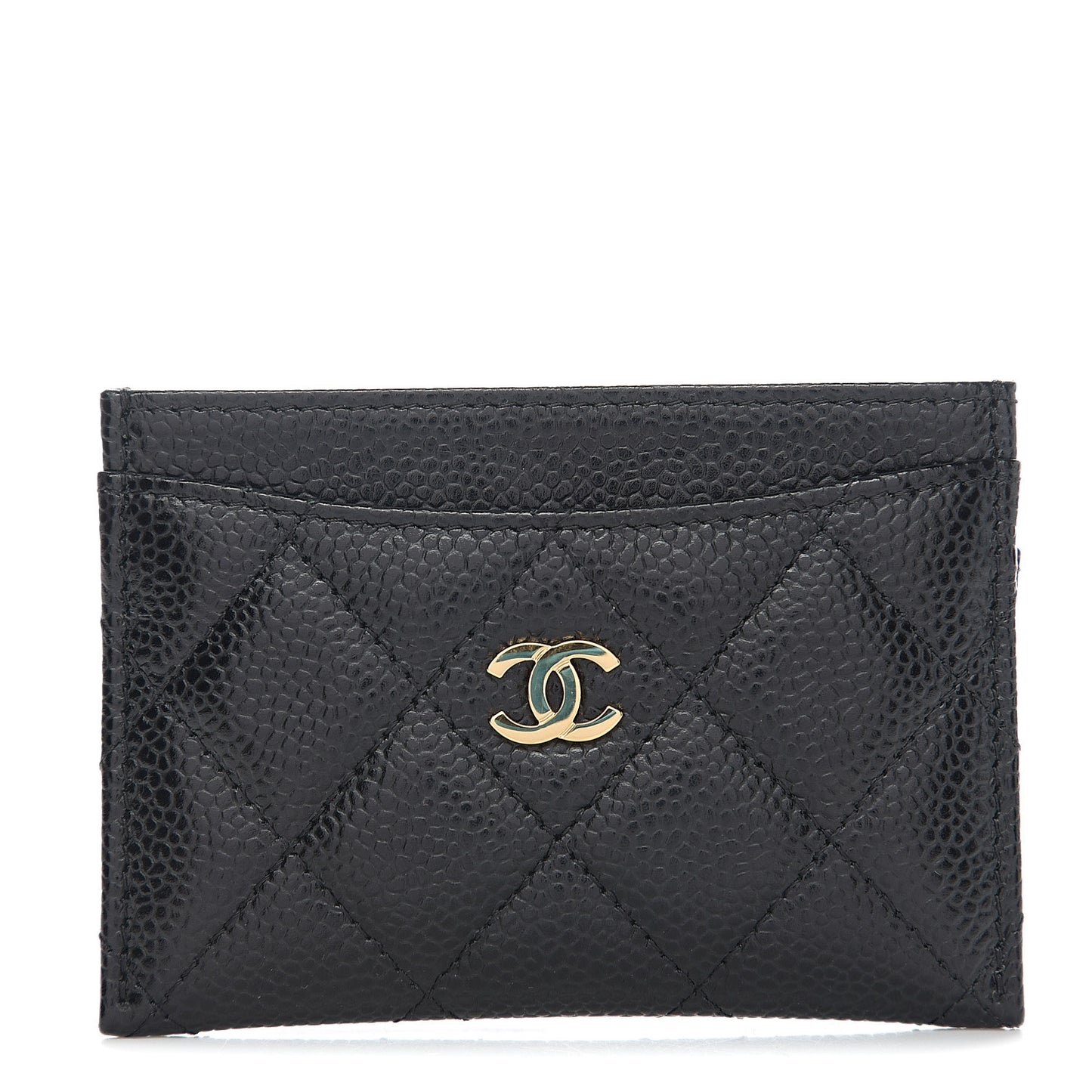 Caviar Quilted Card Holder Black
