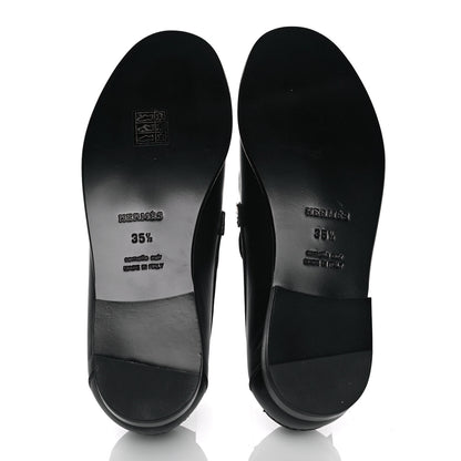 Hermes Calfskin Womens Destin Loafers 35.5 Black 5 of 8