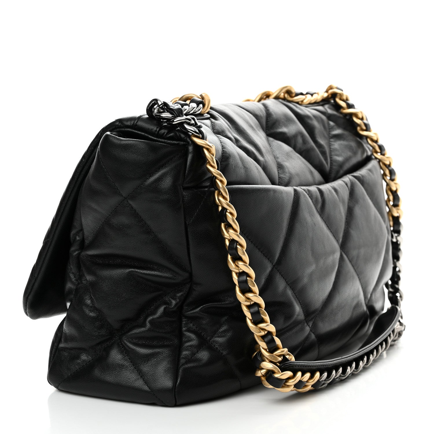 Chanel Goatskin Quilted Maxi Chanel 19 Flap Black 3 of 10