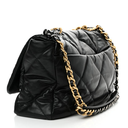 Chanel Goatskin Quilted Maxi Chanel 19 Flap Black 3 of 10
