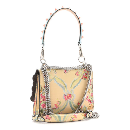 Fendi Vitello Marie Antoinette Print Scalloped Mix Studded Small Kan I Shoulder Bag Panna Multicolor 3 of 10