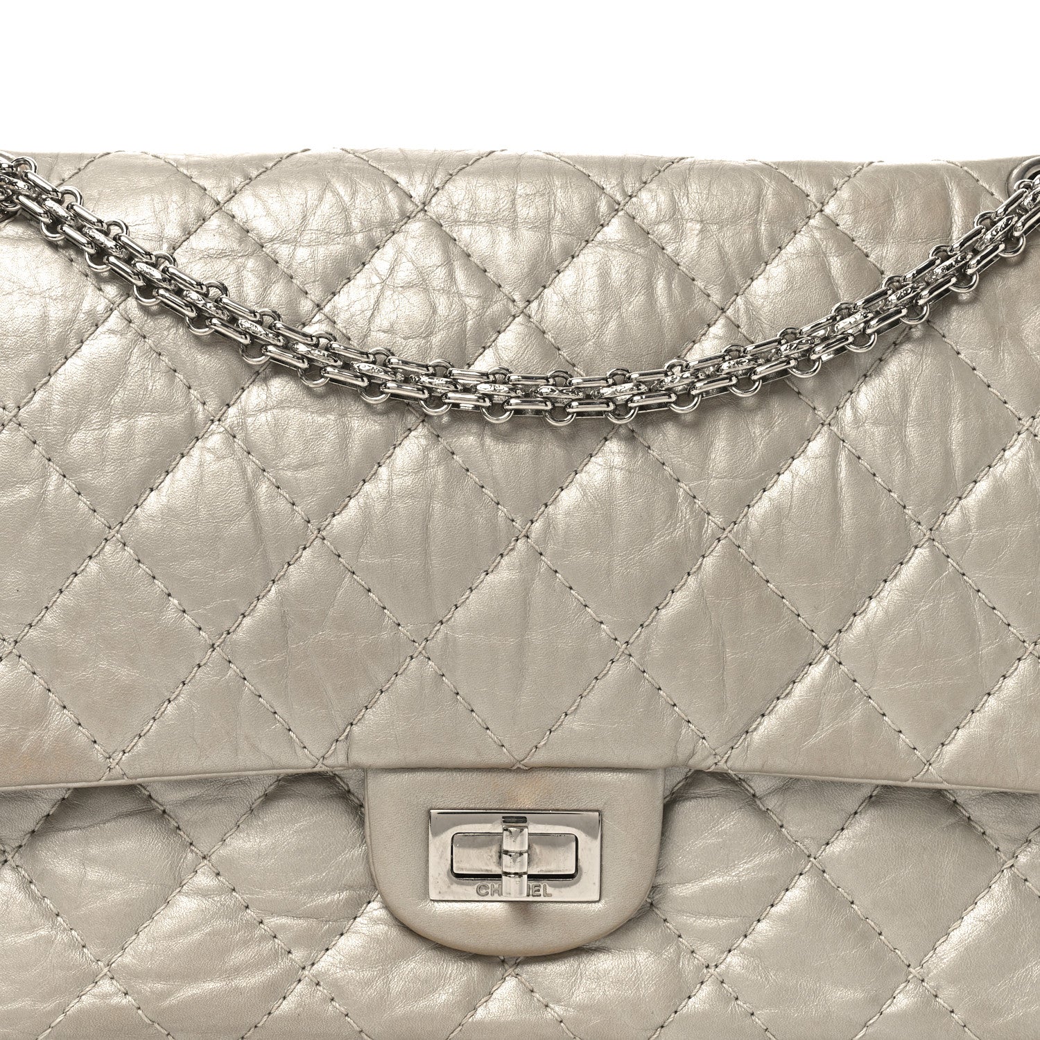 Chanel Metallic Aged Calfskin Quilted 2.55 Reissue 226 Flap Grey 8 of 10