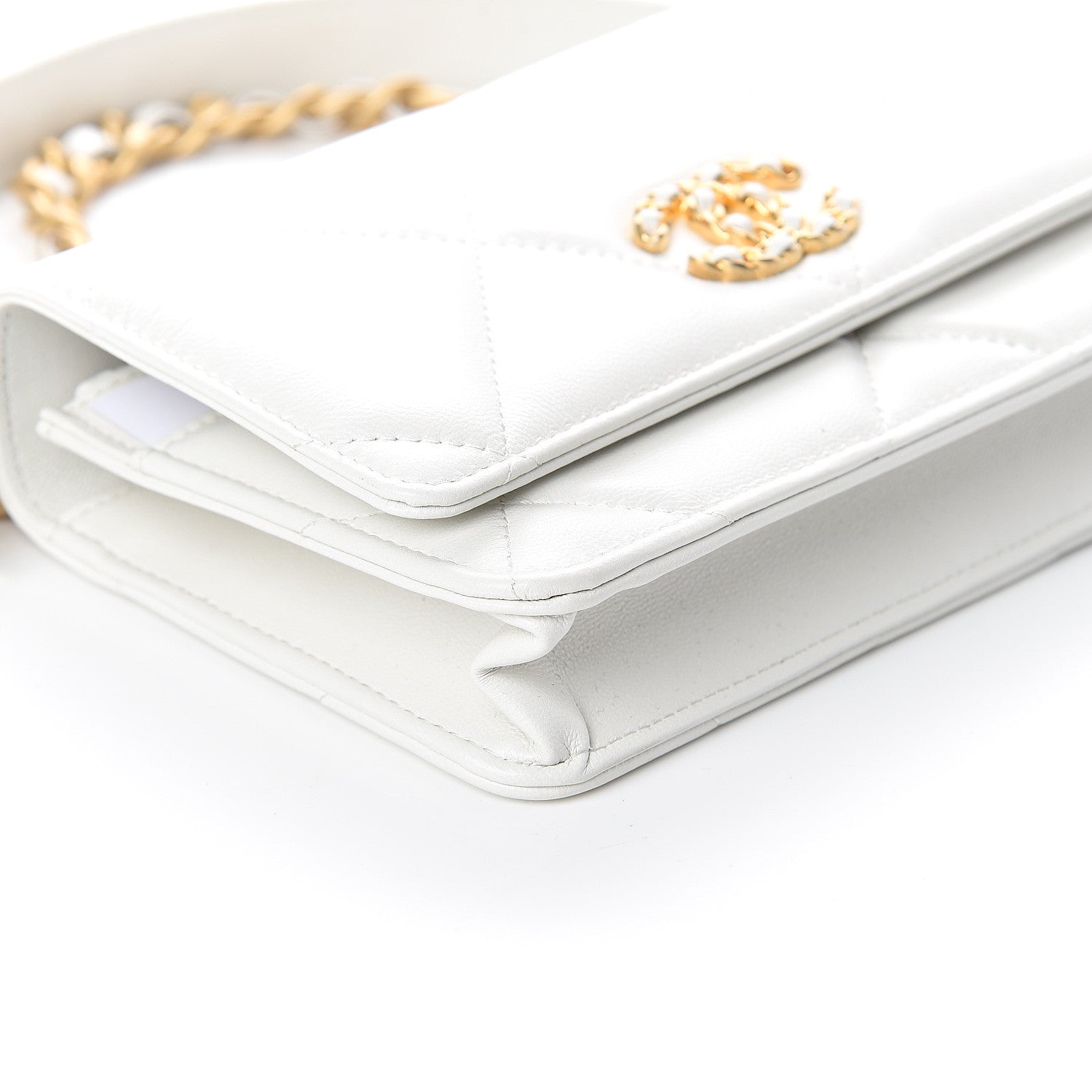 Chanel Goatskin Quilted 19 Wallet On Chain WOC White 8 of 10