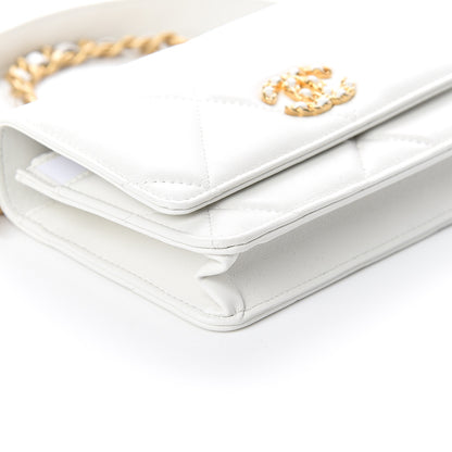 Chanel Goatskin Quilted 19 Wallet On Chain WOC White 8 of 10