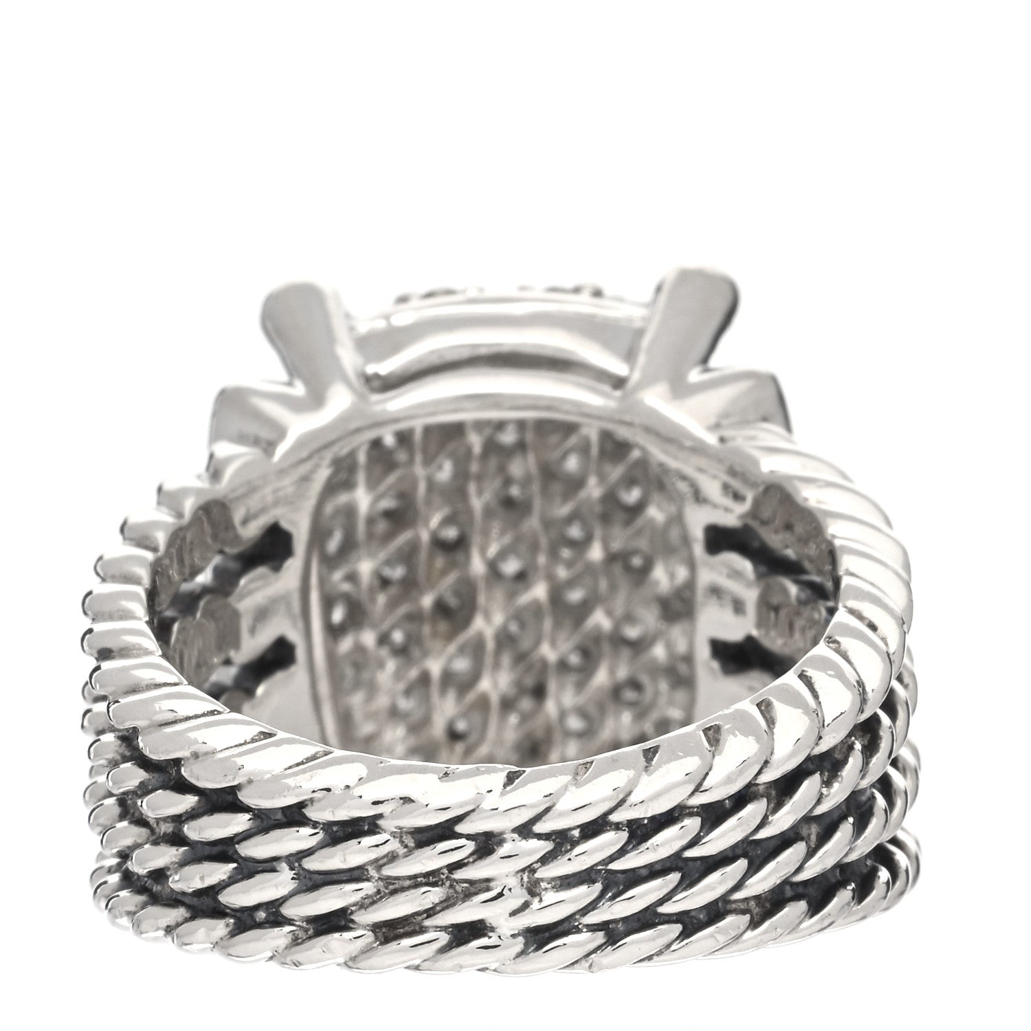 David Yurman Sterling Silver Diamond 16mm Wheaton Ring 54 6.75 3 of 4
