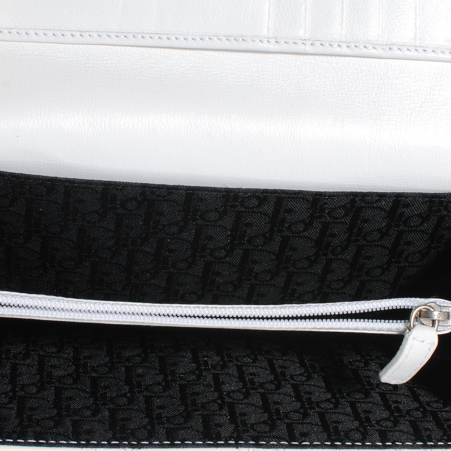 Patent Cannage Lady Dior Charm Wallet White