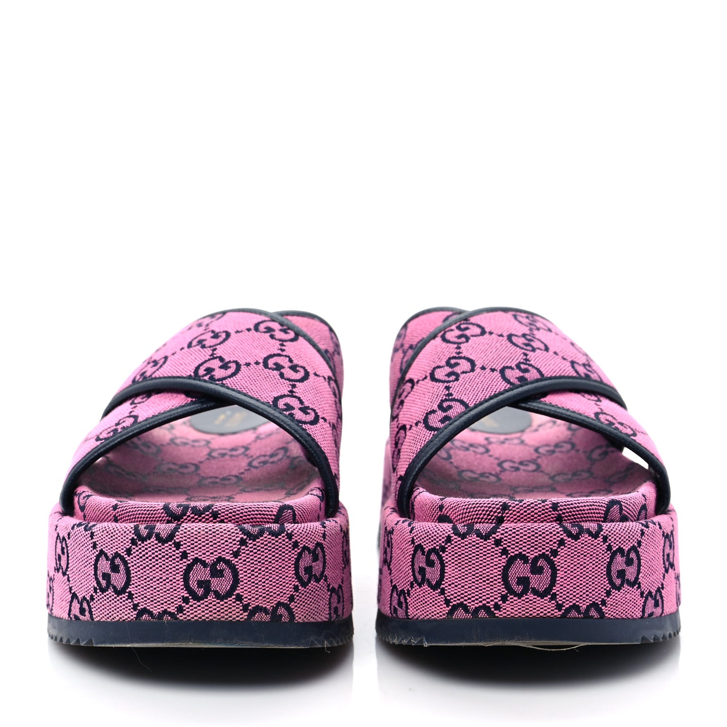 Monogram Multicolor Criss Cross Platform Slide Sandals 38 Pink Blue