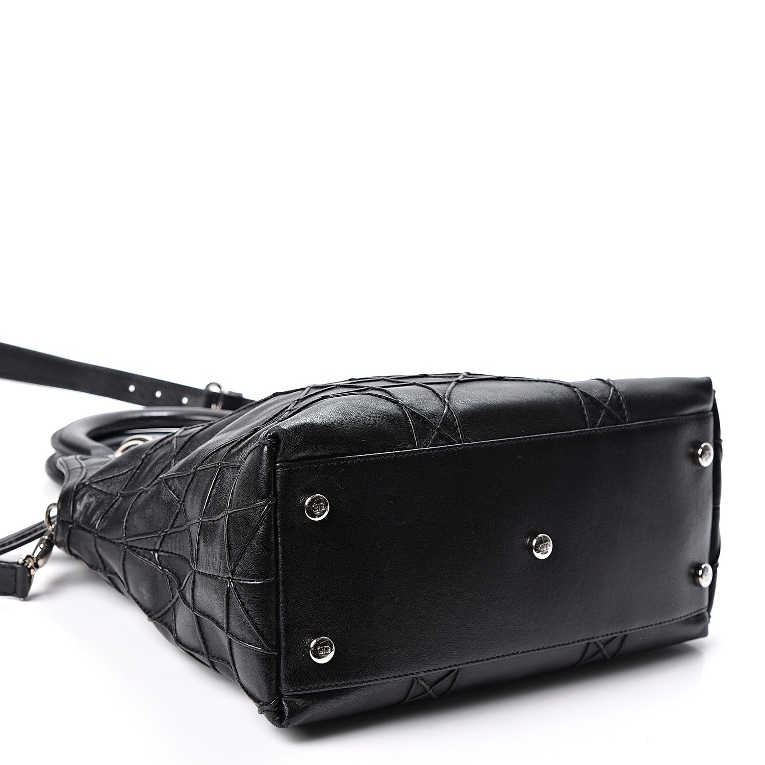 Christian Dior Lambskin Cannage Medium Granville Tote Black 3 of 9