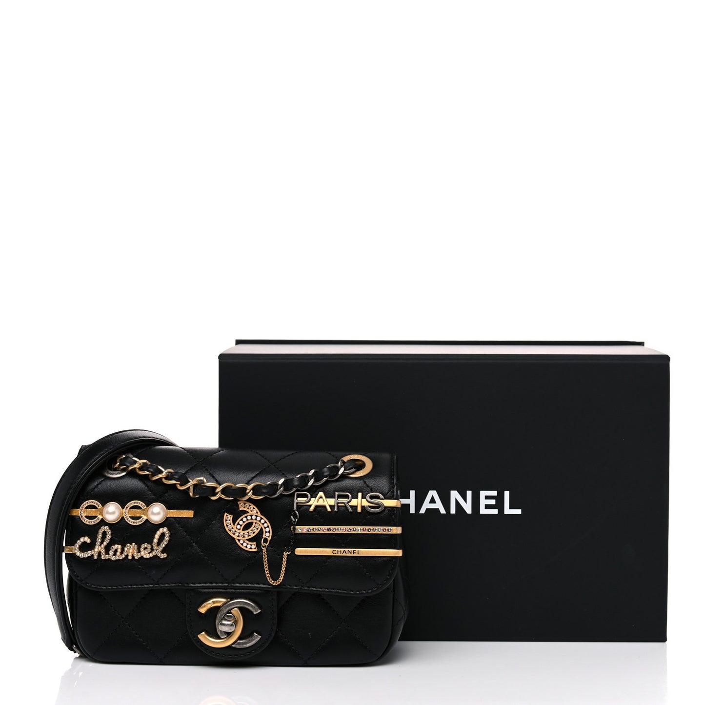 Lambskin Quilted Mini Coco Clips Single Flap Black