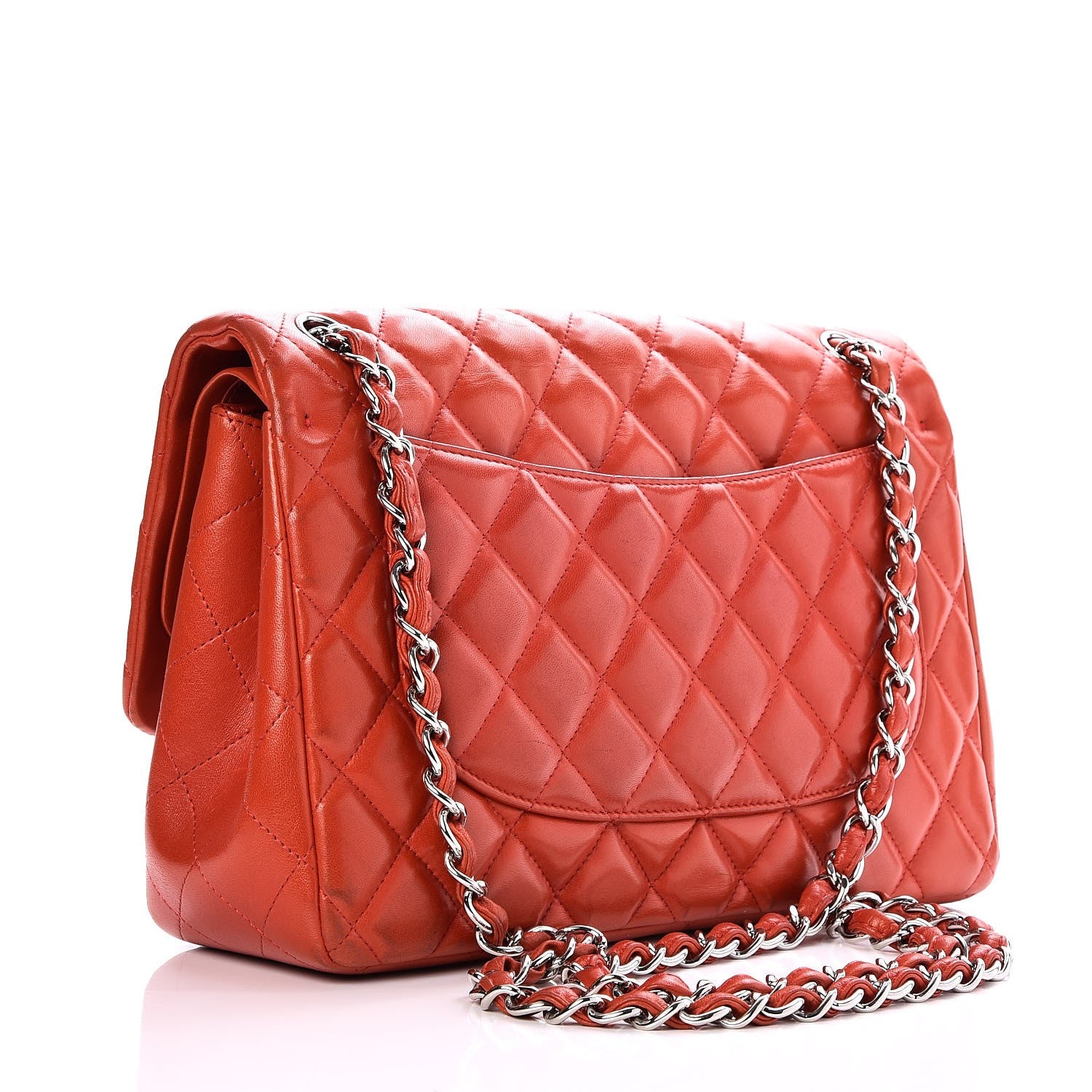 Chanel Lambskin Quilted Jumbo Double Flap Red 3 of 9