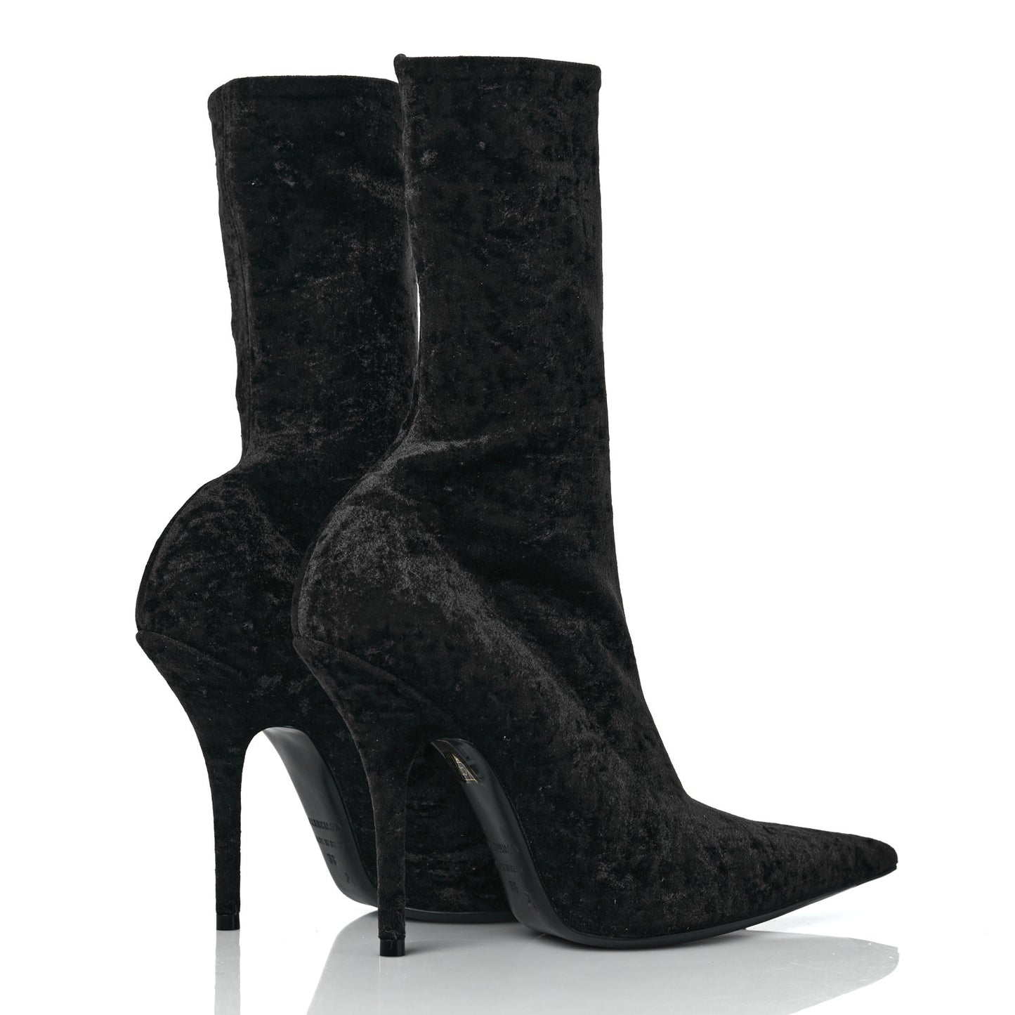 Velvet Spandex Extreme Pointed Toe Knife Ankle Boots 38 Black