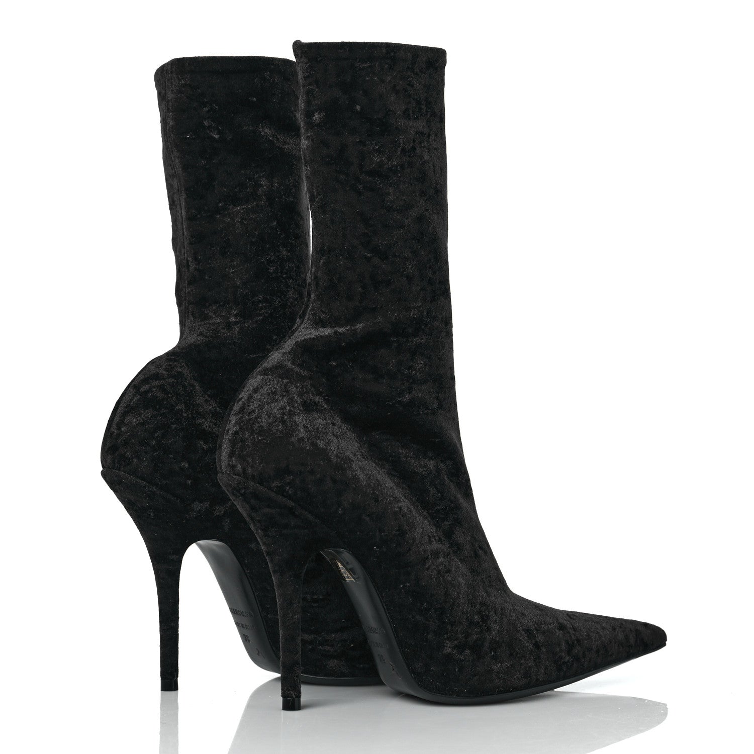 Balenciaga Velvet Spandex Extreme Pointed Toe Knife Ankle Boots 38 Black 4 of 6