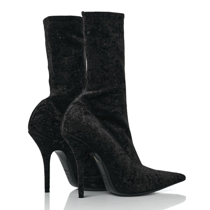 Balenciaga Velvet Spandex Extreme Pointed Toe Knife Ankle Boots 38 Black 4 of 6