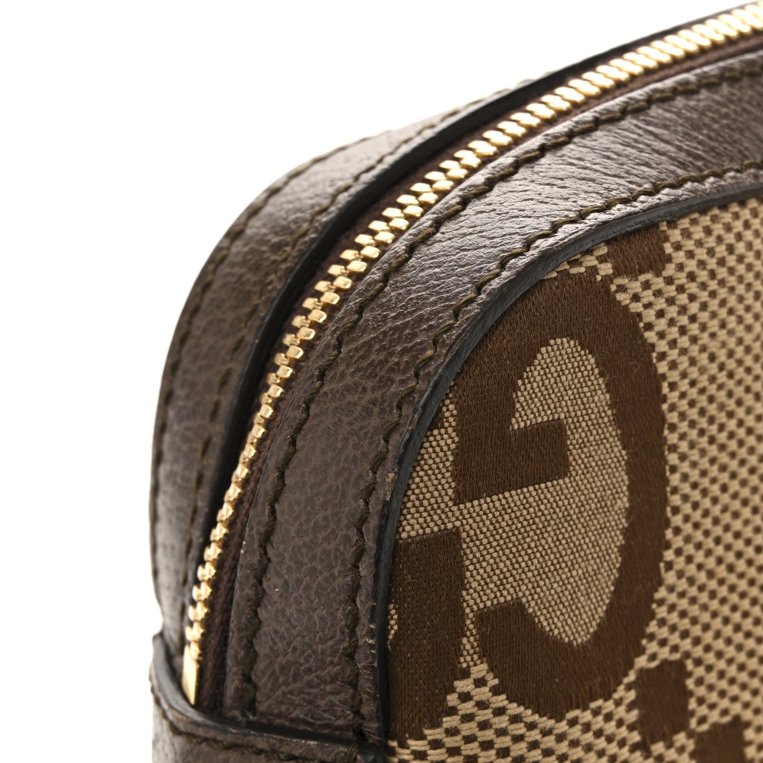 Gucci Monogram Jumbo GG Textured Dollar Calfskin Web Messenger Shoulder Bag Camel Ebony New Acero 14 of 16