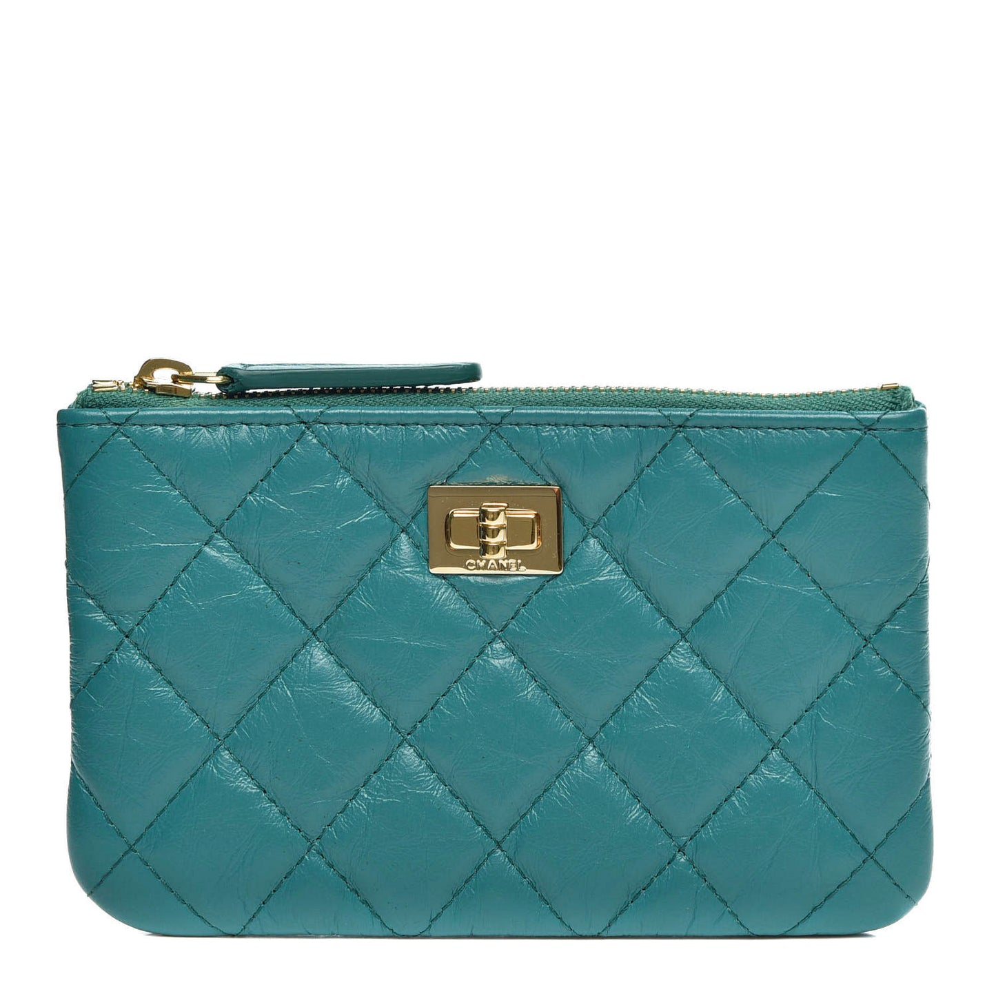 Aged Calfskin Quilted Small Reissue Cosmetic Case Green
