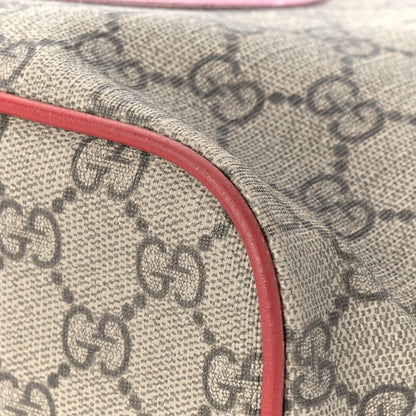Gucci Soft GG Supreme Monogram Web Bosco Patch Small Crossbody Tote Beige Malva Hibiscus Red 8 of 12
