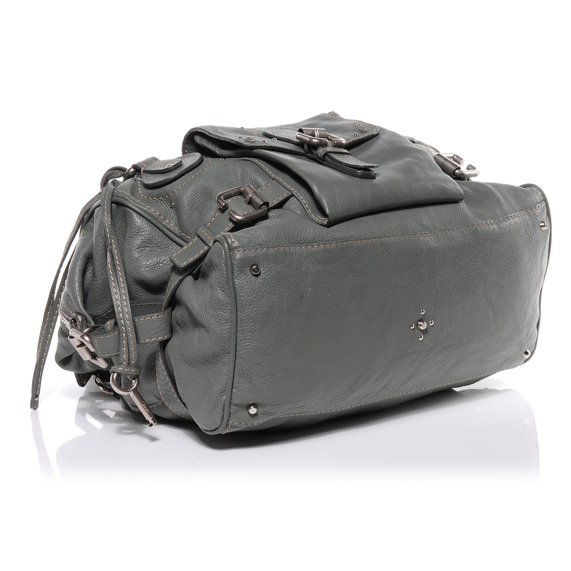 Chloe Leather Paddington Front Pocket Tote Gris Vert 4 of 8