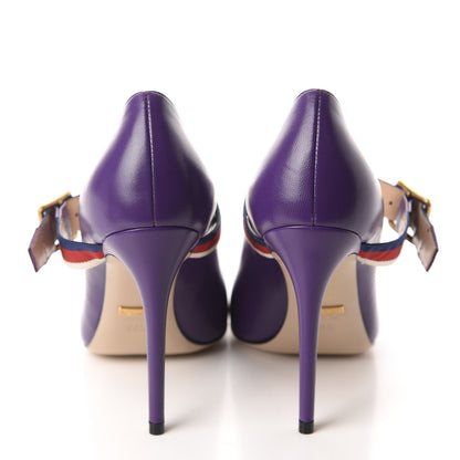 Gucci Malaga Kid Sylvie High Heel Pumps 36.5 Shine Purple 5 of 10