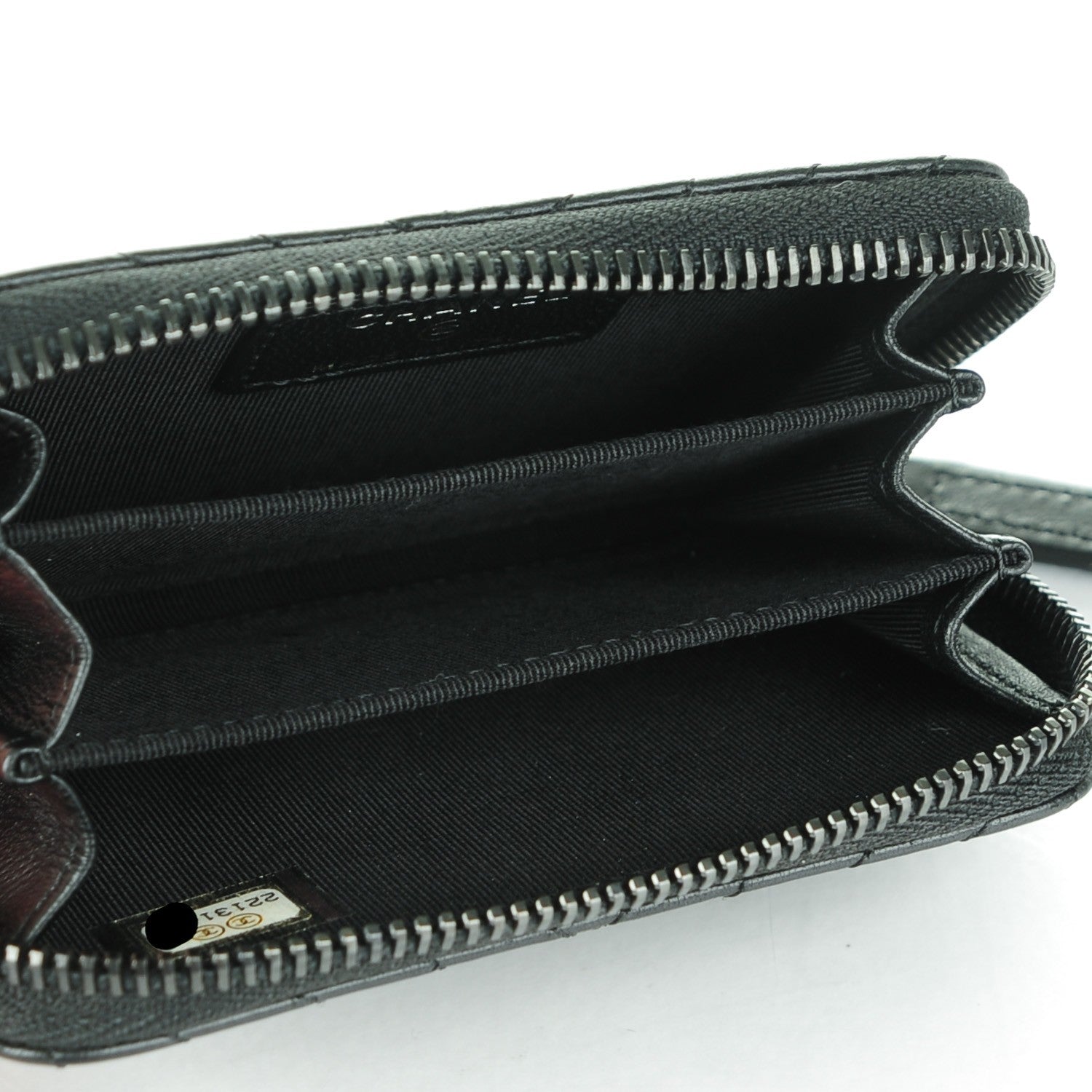 Chanel Lambskin Chevron Quilted Zip Around Coin Purse So Black 5 of 7