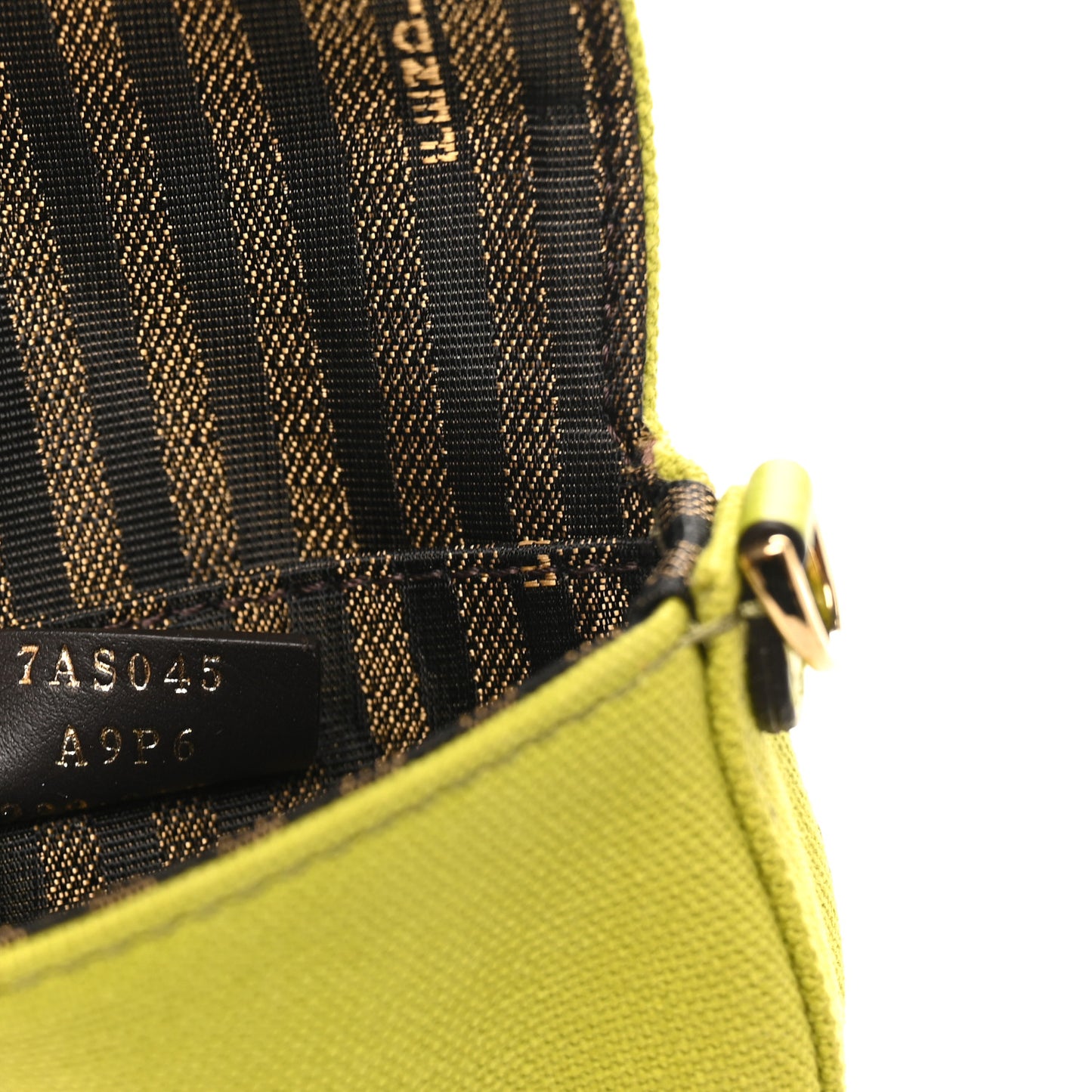 Canvas Vitello King FF Embroidered Nano Maxi Buckle Baguette Charm Wasabi
