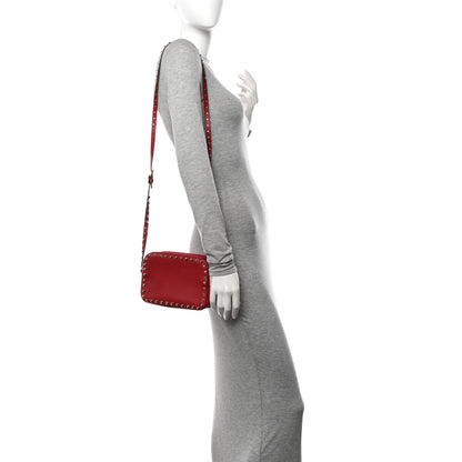 Valentino Garavani Calfskin Rockstud Camera Crossbody Bag Red 2 of 10