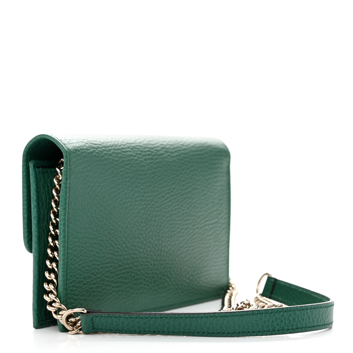 Gucci Dollar Calfskin Interlocking G Chain Wallet Emerald 3 of 10