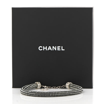 Chanel Crystal CC Logo Choker Necklace Dark Grey 7 of 7