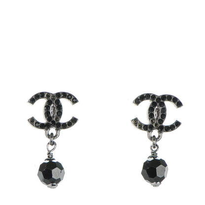 Chanel Crystal Bead CC Drop Earrings Black 1 of 8