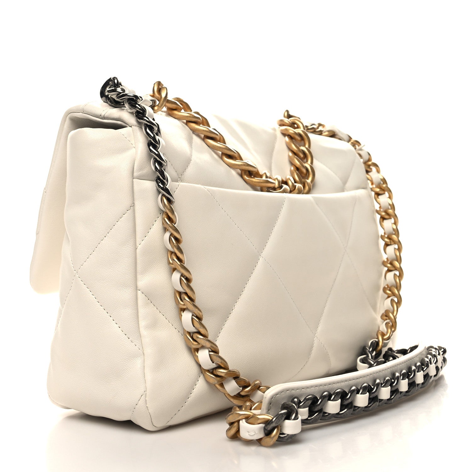 Chanel Lambskin Quilted Large Chanel 19 Flap White 3 of 11