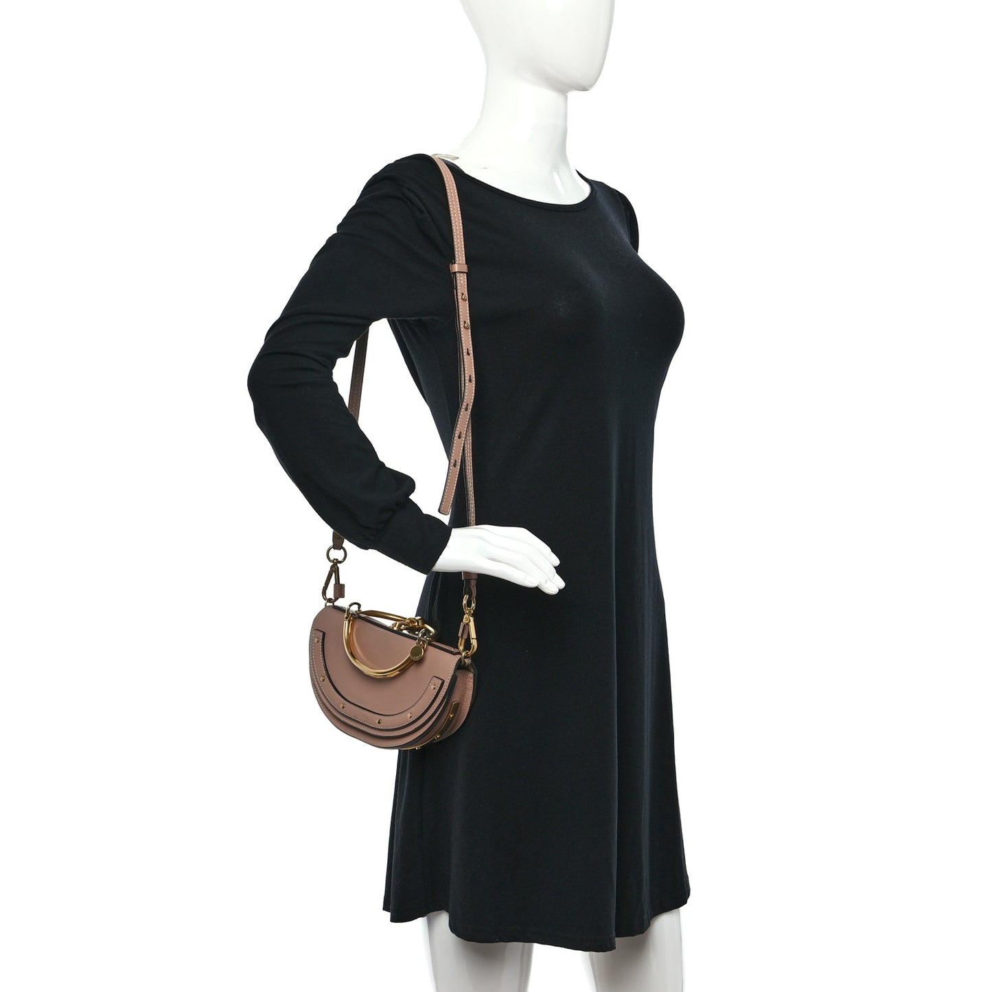 Calfskin Small Nile Bracelet Minaudiere Bag Biscotti Beige