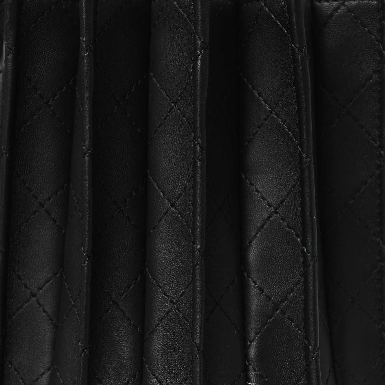 Chanel Calfskin Quilted Pleated Bucket Bag Black 8 of 10