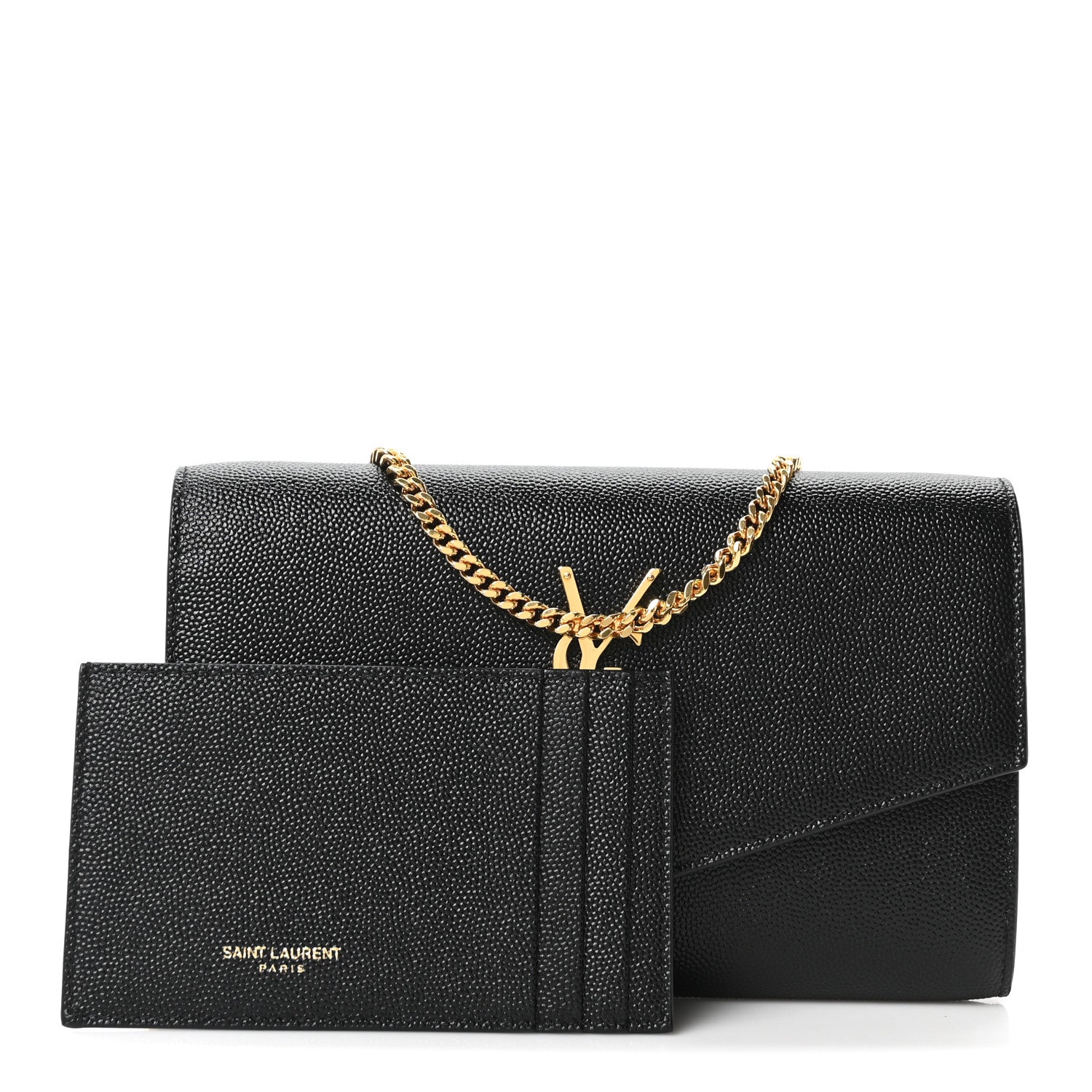 Saint Laurent Grain De Poudre Uptown Chain Wallet Black 3 of 11