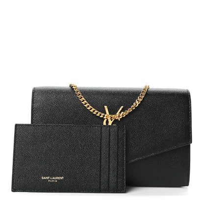Saint Laurent Grain De Poudre Uptown Chain Wallet Black 3 of 11