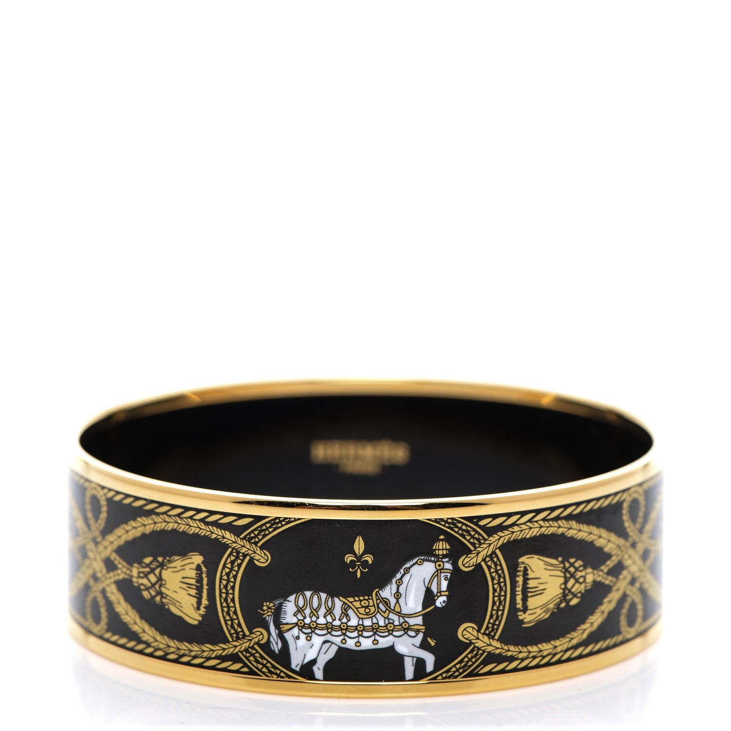 Enamel Printed Wide Grand Apparat Bracelet 70 Black