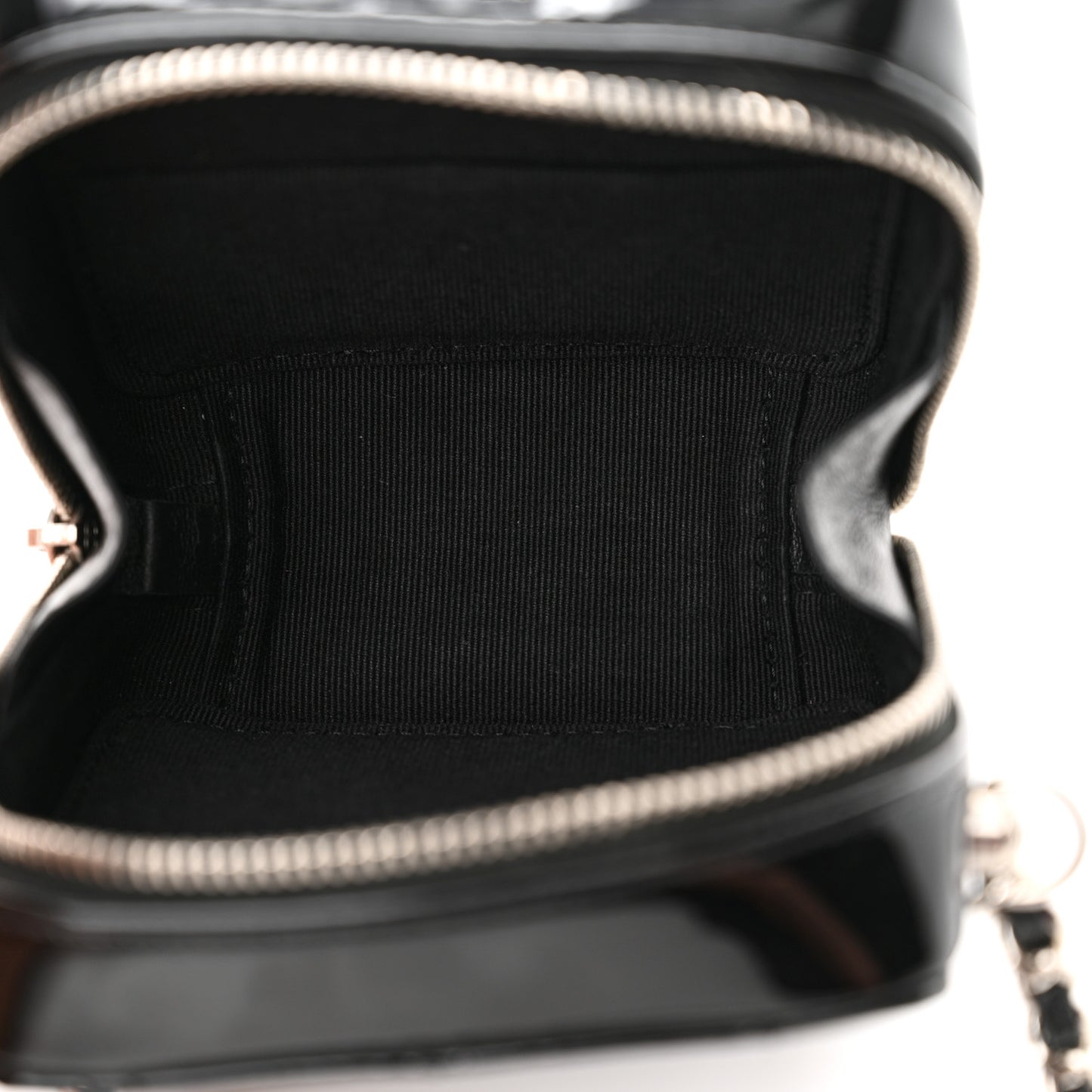 Patent Quilted Clutch With Chain Black