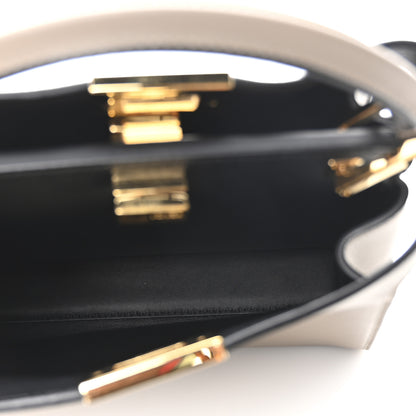 Fendi Vitello Tahiti Burro Medium Peekaboo Iconic Essentially Satchel Tortora Black 5 of 9