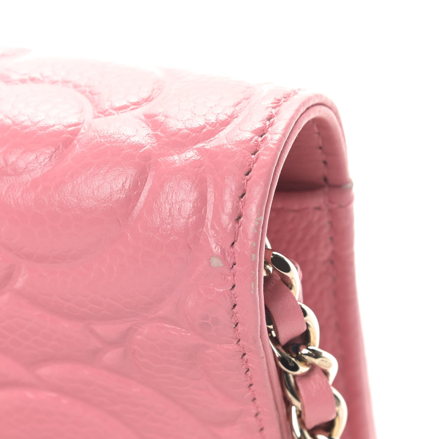 Caviar Camellia Embossed Wallet On Chain WOC Light Pink