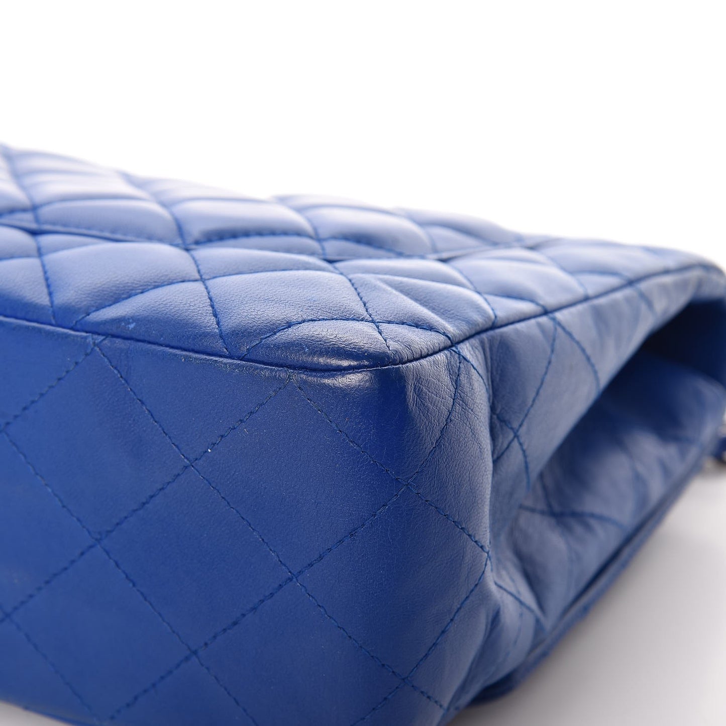 Lambskin Quilted Jumbo Single Flap Blue