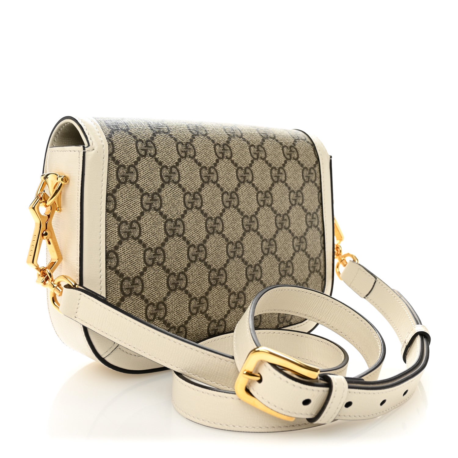 Gucci GG Supreme Monogram Web Mini Horsebit 1955 Shoulder Bag Beige Mystic White 3 of 10