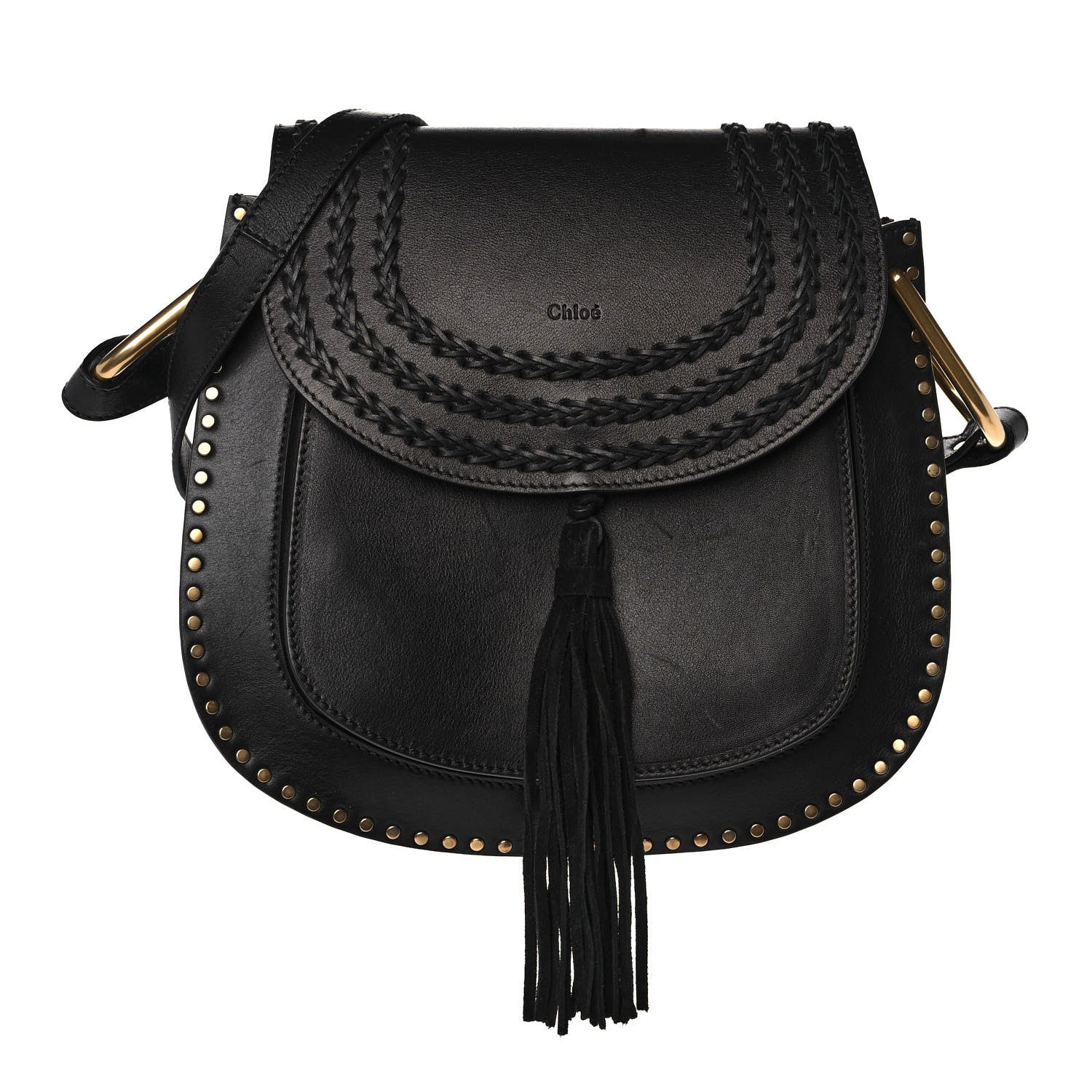 Chloe Calfskin Braided Medium Hudson Shoulder Bag Black 1 of 12