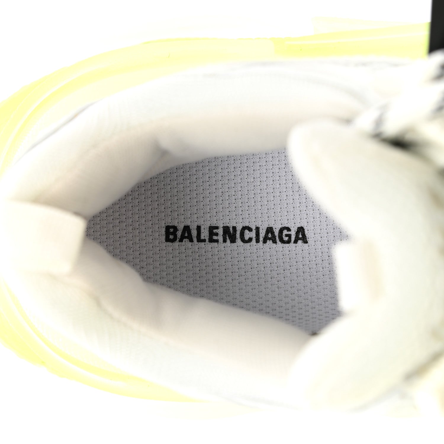 Balenciaga Fabric Mesh Clear Sole Fluo Womens Triple S Sneakers 35 White Fluo Yellow 7 of 10