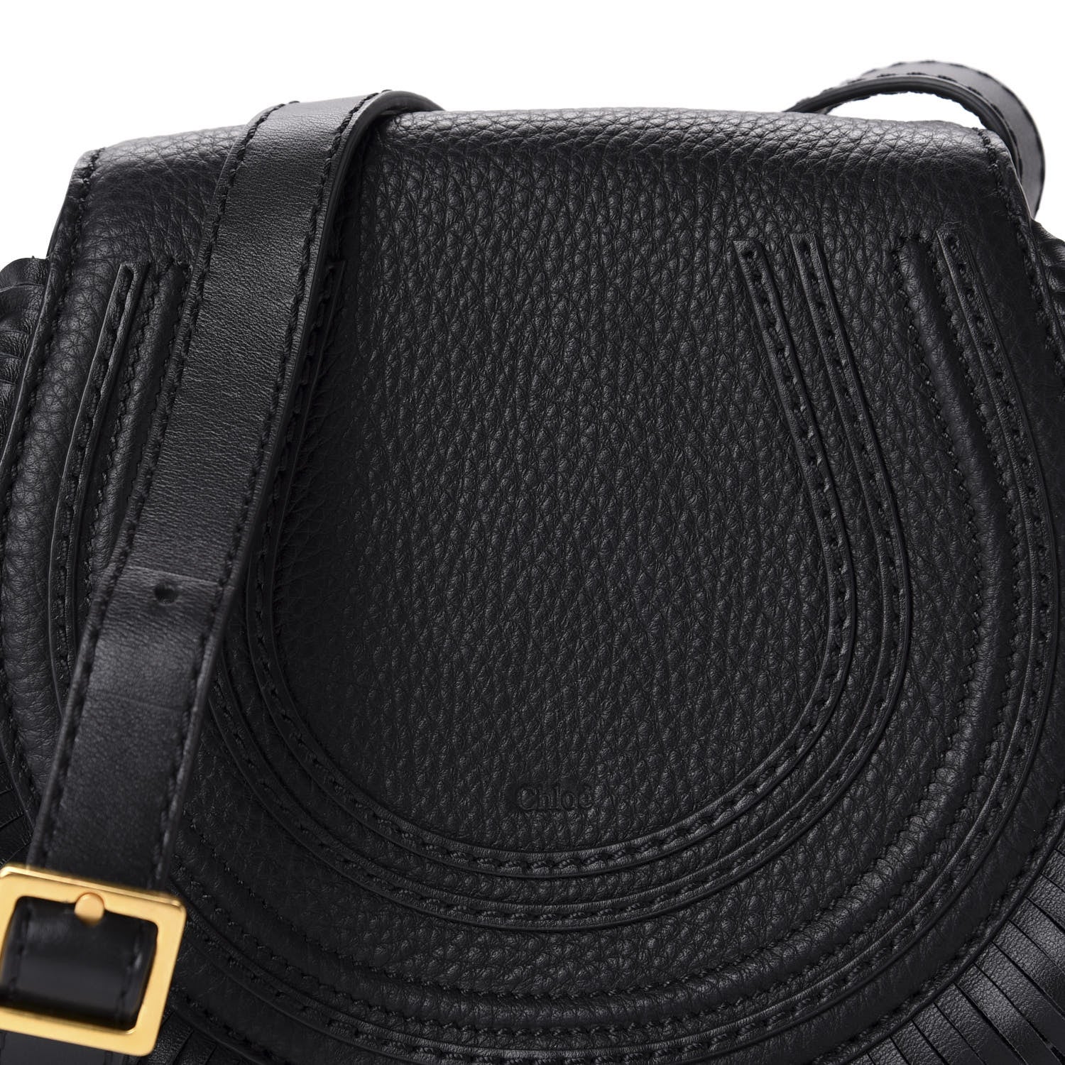 Chloe Calfskin Mini Marcie Round Fringe Crossbody Bag Black 11 of 11