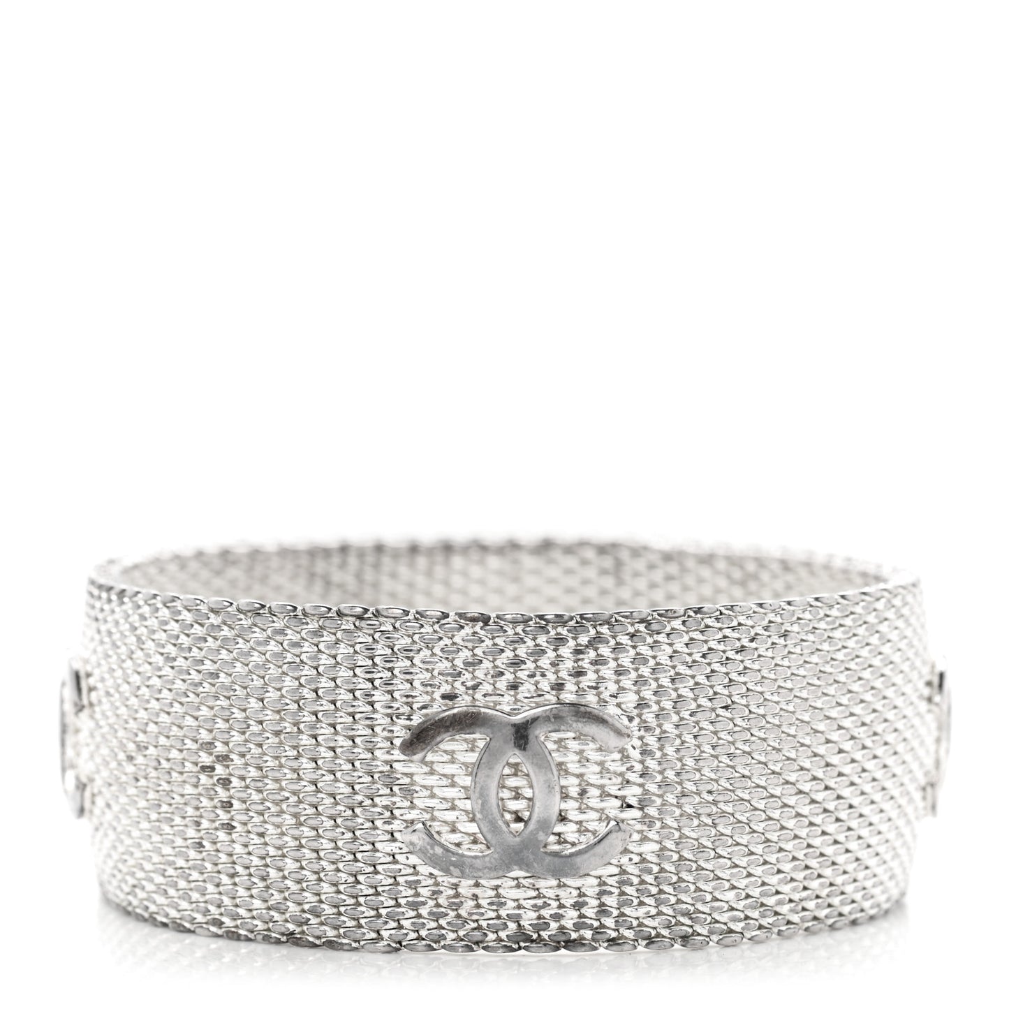 Metal Mesh CC Bracelet Silver