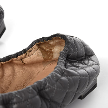 Chanel Lambskin Quilted Camellia Cap Toe Ballerina Flats 41 Grey Green 11 of 12