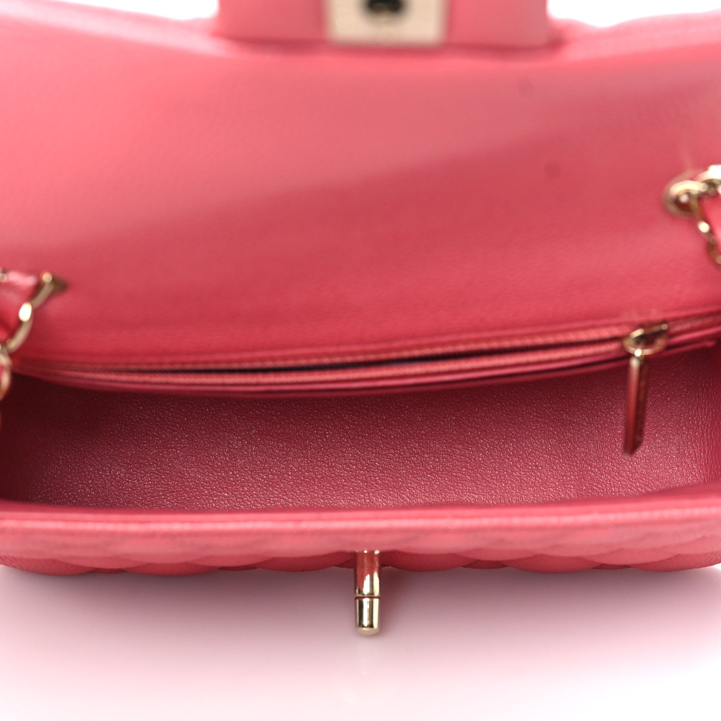 Iridescent Caviar Quilted Mini Rectangular Flap Pink