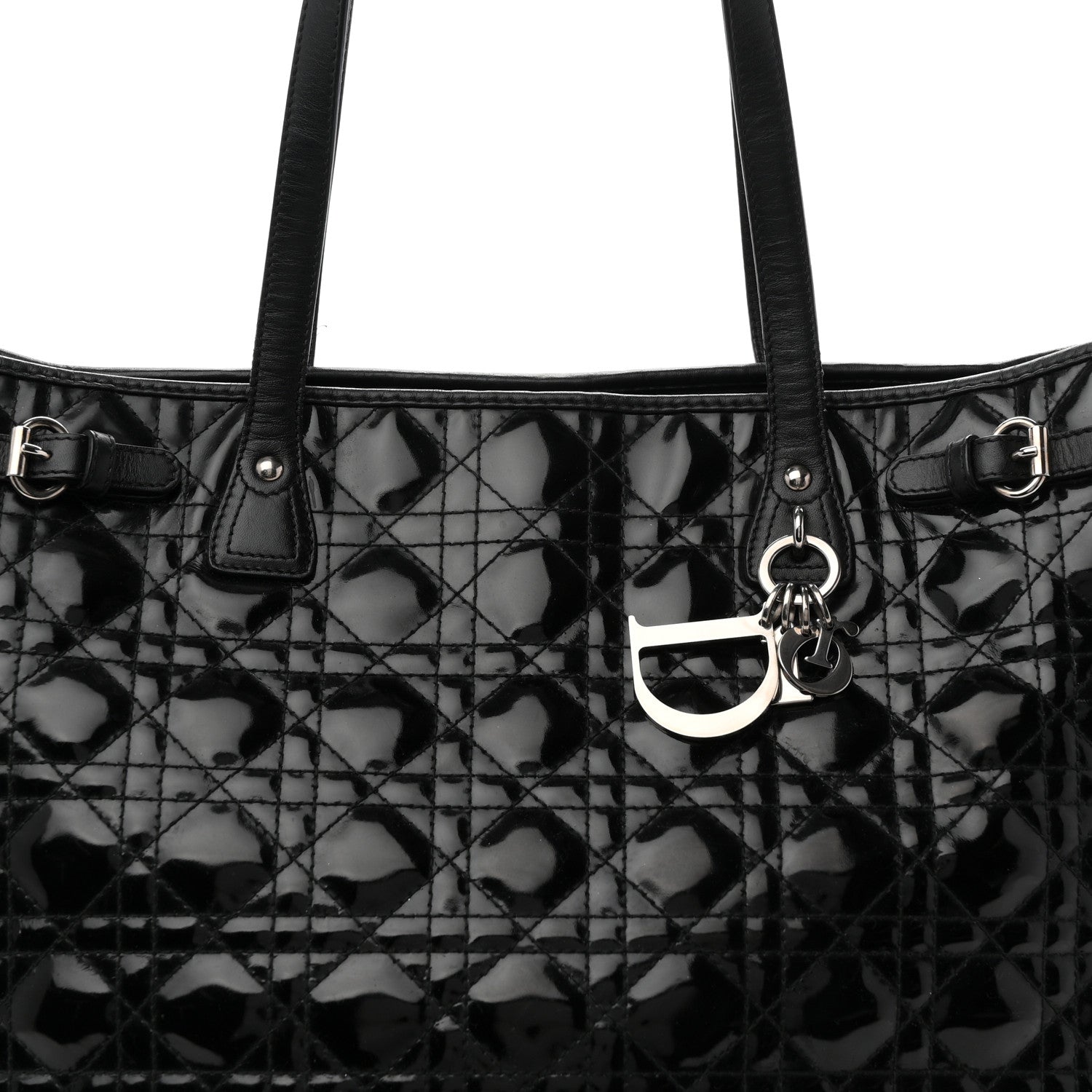 Christian Dior Patent Cannage Medium Panarea Tote Black 8 of 11